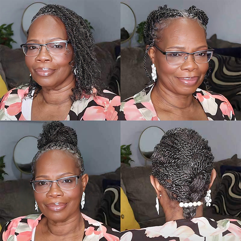 Dark Salt & Pepper Afro kinky Bulk Hair Extensions For Braiding Dreadlock Human Hair—RhisoHair
