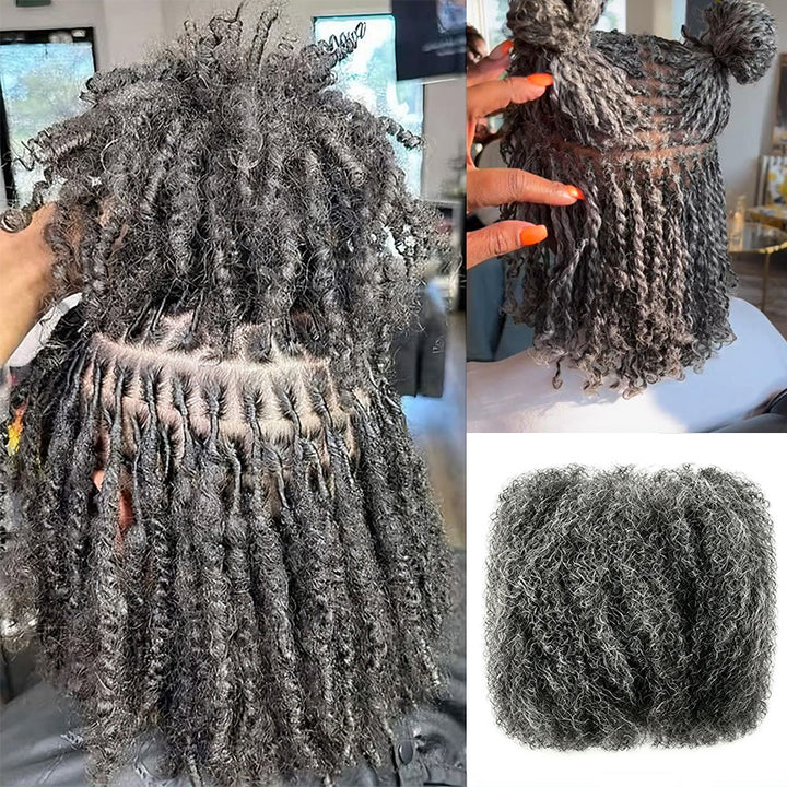 Dark Salt & Pepper Afro kinky Bulk Hair Extensions For Braiding Dreadlock Human Hair—RhisoHair