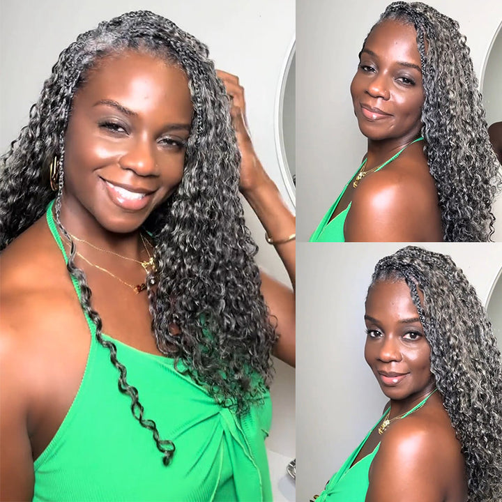 Silver Gray Burmese Curly Crochet Hair Miracle Konts Feather Human Hair Extension for Boho Braids