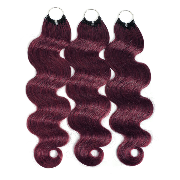 99J Burgundy Body Wave Crochet Human Hair for Boho Braids Invisible Miracle Knots Style