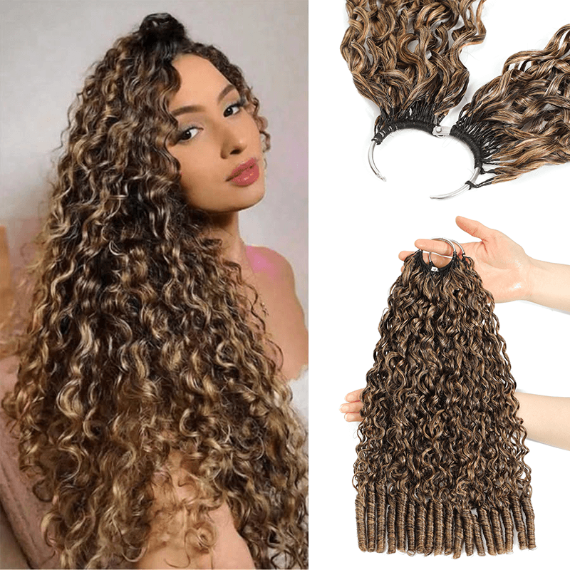 Flash Sale No Code: 4Packs P4/27 Ash Blonde Highlight Burmese Curly Crochet Hair Machine Made Feather Human Hair Extension-Rhiso Hair