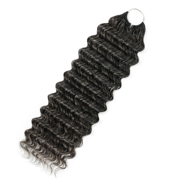 #34 Dark Salt & Pepper Miracle Konts Deep Wave Crochet Hair Pre-Separated Feather Human Hair Extension for Black Woman
