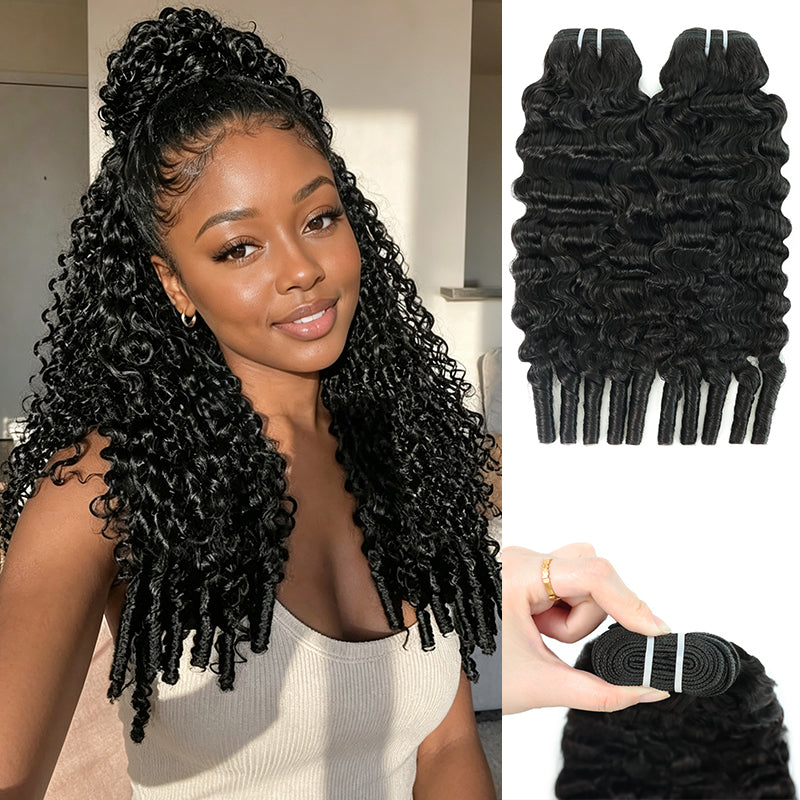 Super Double Drawn Burmese Curly Human Hair Bundles Unprocessed Full End Hair Extensions