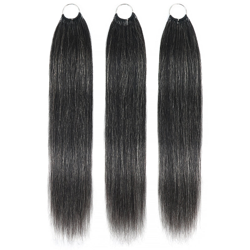 #280 Rich Salt & Pepper Miracle Konts Straight Crochet Hair Pre-Separated Feather Human Hair Extension for Black Woman