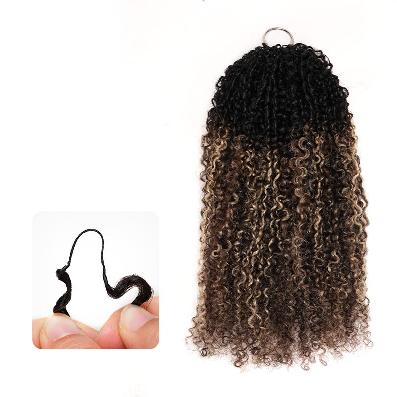 Dark Root Mix Blonde P4/27 Highlight Pixie Curly Human Crochet Hair Pre-Separated Miracle Konts Feather Human Hair Extension