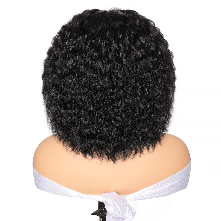 300% Density Pull To Go Super Wave Human Hair Bob Wig 5x5 Glueless Lace Closure Wig with Adjustable drawstring Straps In Natural Black