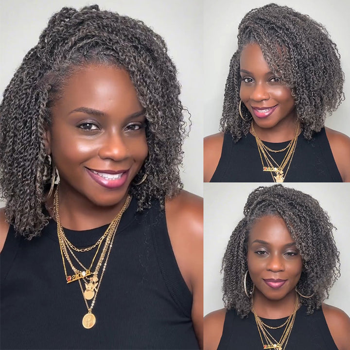 Dark Salt & Pepper Afro kinky Bulk Hair Extensions For Braiding Dreadlock Human Hair—RhisoHair