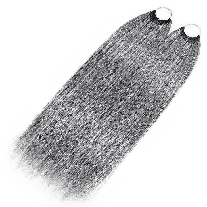 Salt & Pepper Straight Crochet Hair Miracle Konts Feather Human Hair Extension for Boho Braids-RHISO