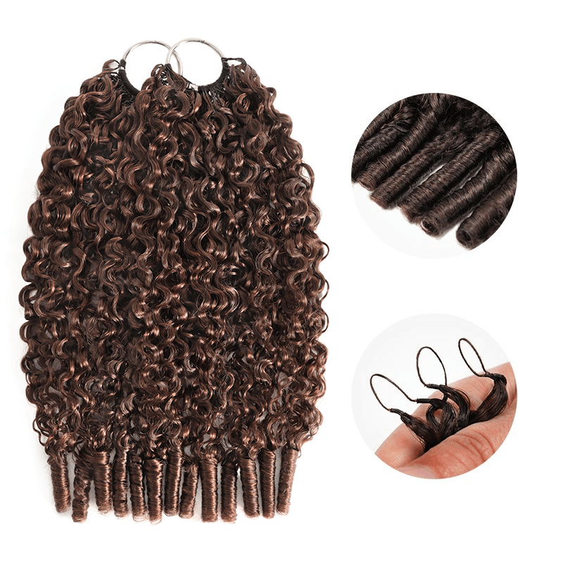 RhisoHair #4+#27+#30 Highlight Crochet Hair Burmese Curly Machine Made Feather Human Hair Extension