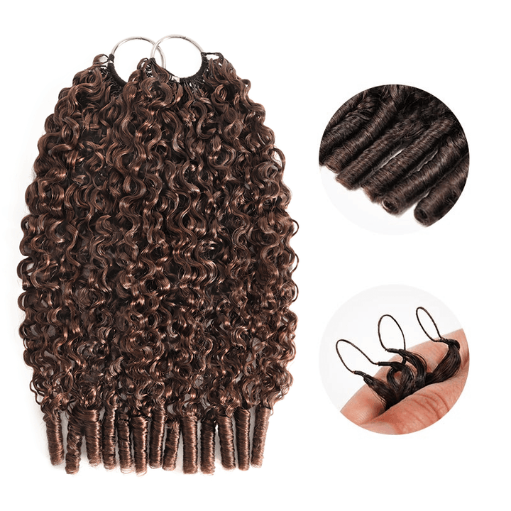 RhisoHair #4+#27+#30 Highlight Crochet Hair Burmese Curly Machine Made Feather Human Hair Extension