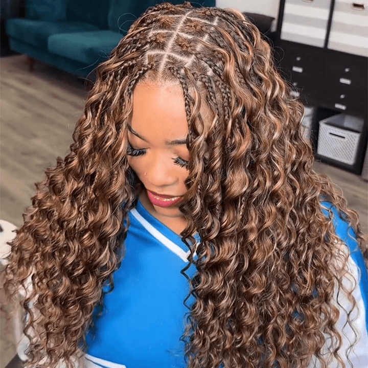 RhisoHair 4 Deep Wave Crochet Hair Machine Made Feather Human Hair Extension