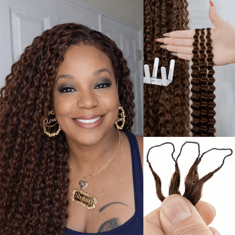 Flash Sale No Code: 5Packs #4 Chocolate Brown Deep Wave Crochet Hair Machine Made Feather Human Hair Extension-Rhiso Hair