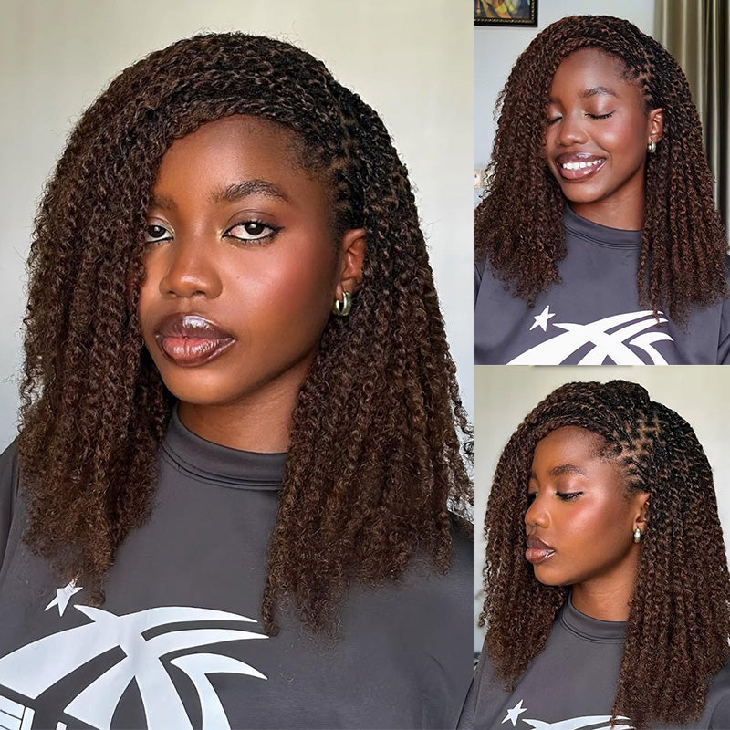 30 Copper Brown Afro kinky Bulk Hair Extensions For Braiding Dreadlock Human Hair—RhisoHair