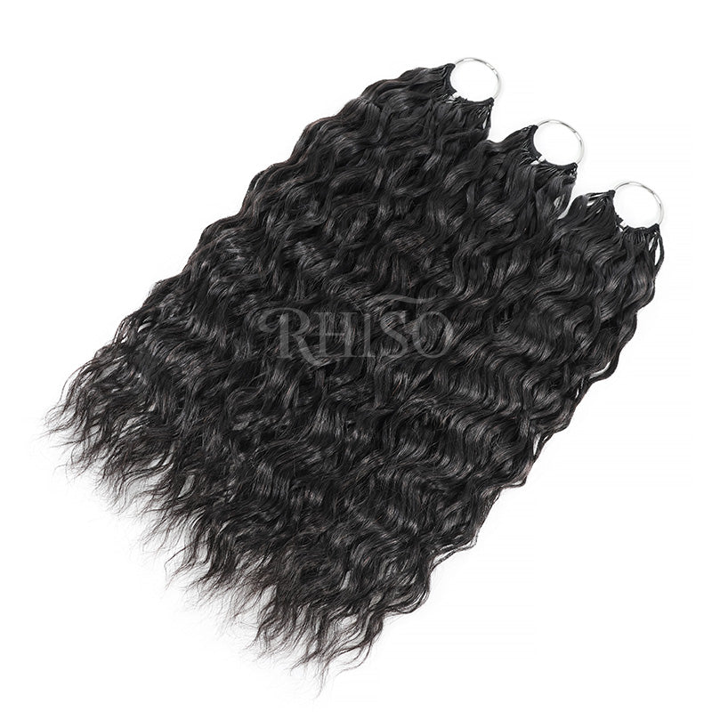 Natural Black Super Wave Miracle Knots Crochet Hair Machine Made Feather Human Hair Extension