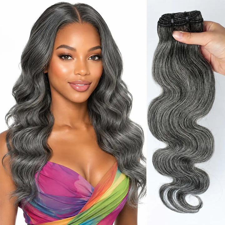 New In Dark Salt & Pepper Body Wave Human Hair Bundles 100% Brazilian Virgin Remy Hair Extensions