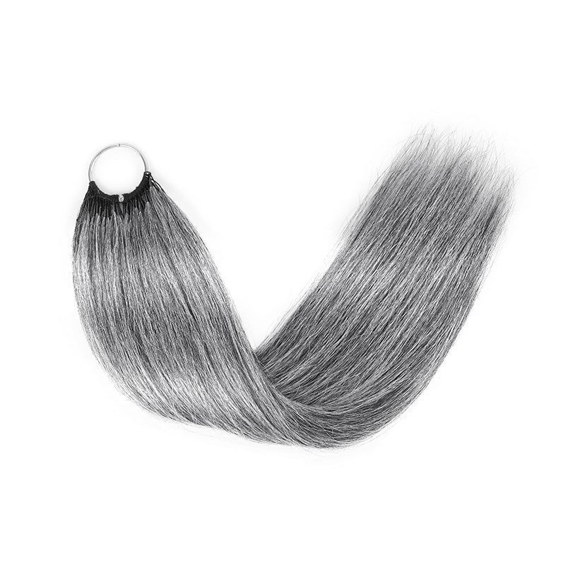 Salt & Pepper Straight Crochet Hair Miracle Konts Feather 100% Human Hair Extension for Boho Braids-RHISO