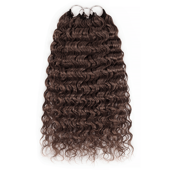 RhisoHair #4 Chocolate Brown Water Wave Feather Crochet Hair 100% Human Hair Machine Made Extensions
