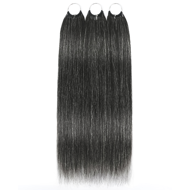 #34 Dark Salt & Pepper Color Miracle Konts Straight Crochet Hair Pre-Separated Feather Human Hair Extension for Black Woman
