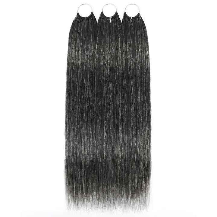 #34 Dark Salt & Pepper Color Miracle Konts Straight Crochet Hair Pre-Separated Feather Human Hair Extension for Black Woman