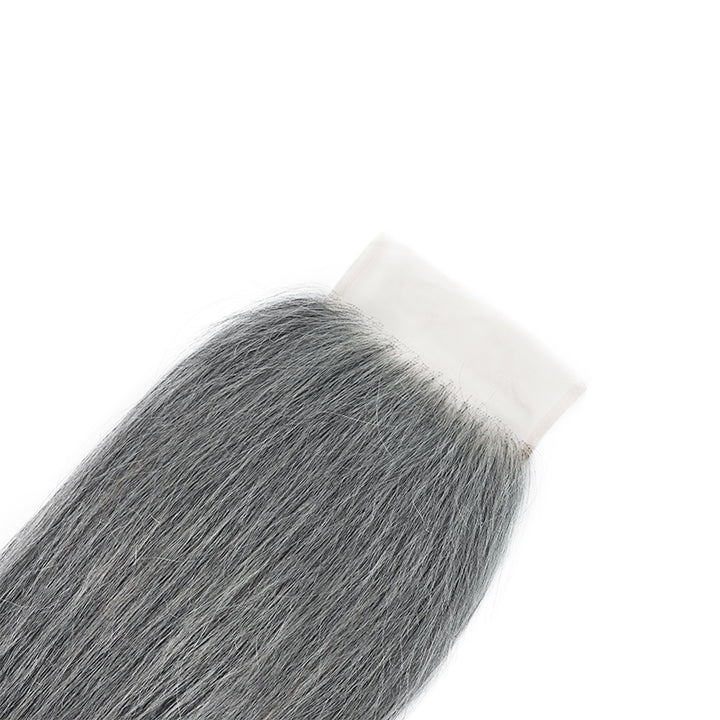 New In Light Salt and Pepper Straight Closure Natural Grey 5x5 HD Transparent Lace Closure 100% Unprocessed Virgin Human Hair