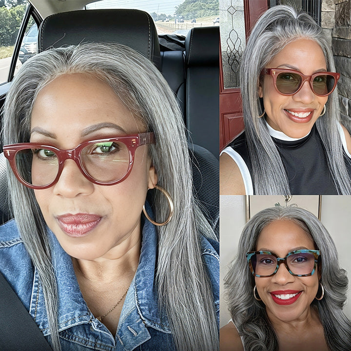Silver Gray 5x5 HD Lace Closure Wig Straight Wear Go Glueless Human Hair Salt And Pepper Wig For Black Women