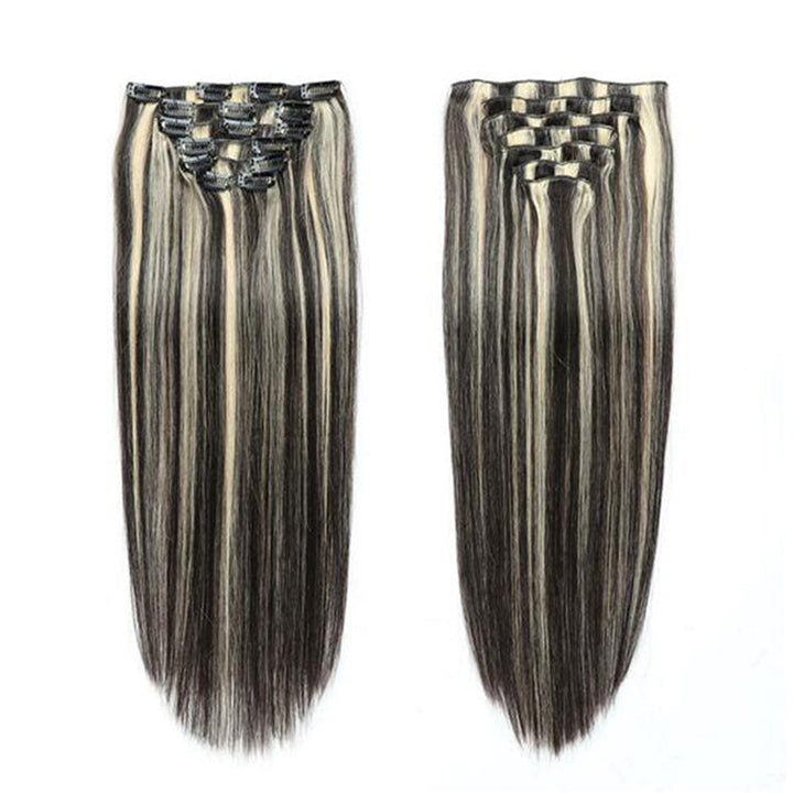 P1B/613 Highlight Straight Seamless Clip In Human Hair Extensions For Black Women 8 /16 Pieces 120G /240G
