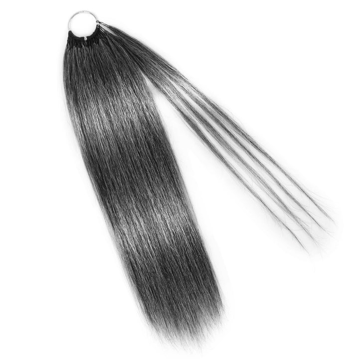 #44 Deep Salt & Pepper Color Miracle Konts Straight Crochet Hair Pre-Separated Feather 100% Human Hair Extension for Black Woman