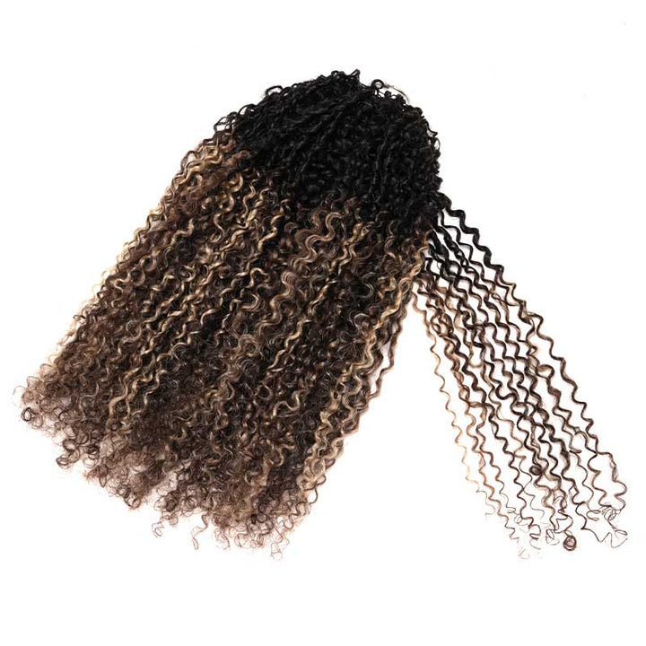 Dark Root Mix Blonde P4/27 Highlight Pixie Curly Human Crochet Hair Pre-Separated Miracle Konts Feather Human Hair Extension
