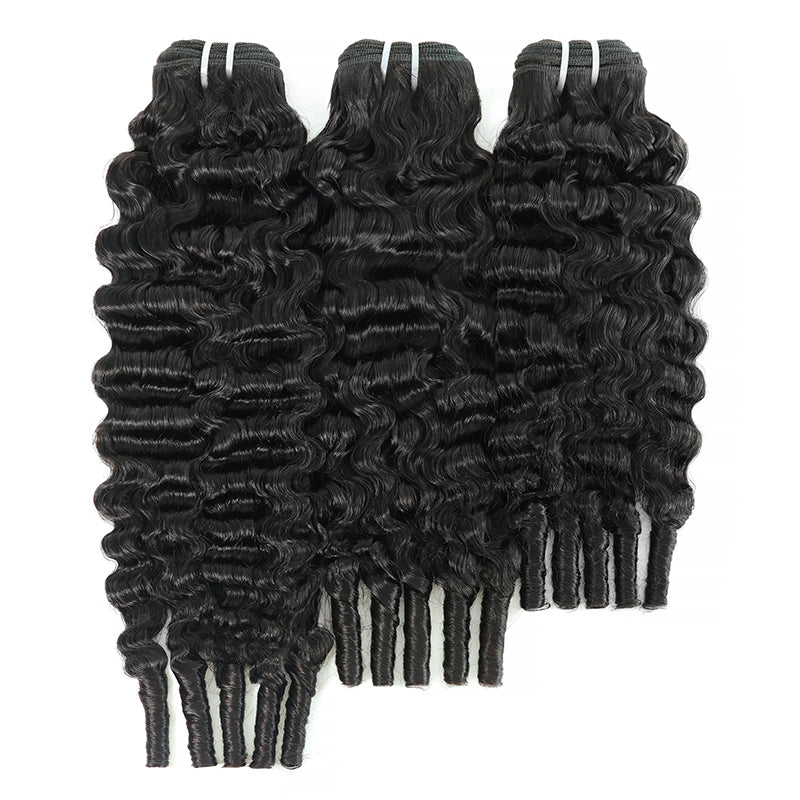 Super Double Drawn Burmese Curly Human Hair Bundles Unprocessed Full End Hair Extensions