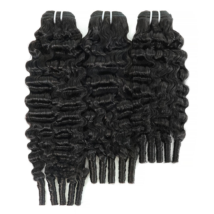 Super Double Drawn Burmese Curly Human Hair Bundles Unprocessed Full End Hair Extensions