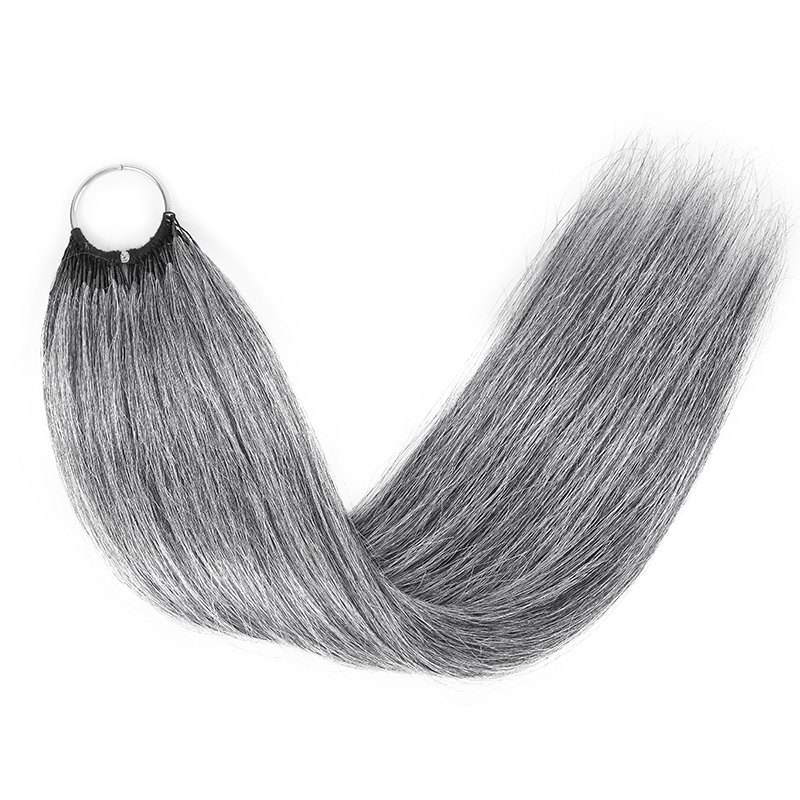 Salt & Pepper Straight Crochet Hair Miracle Konts Feather Human Hair Extension for Boho Braids-RHISO