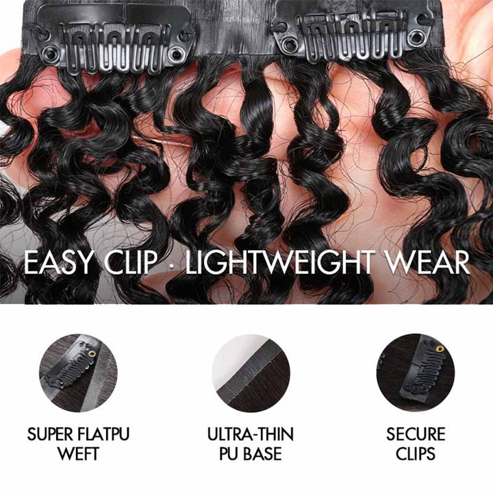 Kinky Curly Seamless Clip In Human Hair Extensions For Black Women Natural Color 8 /16 Pieces 120G /240G