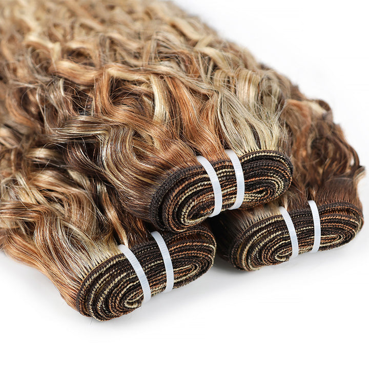 3Bundles P4/27/613 Mix Brown Highlight Super Wave Human Hair Extention 100% Brazilian Virgin Remy Hair Weft-RhisoHair