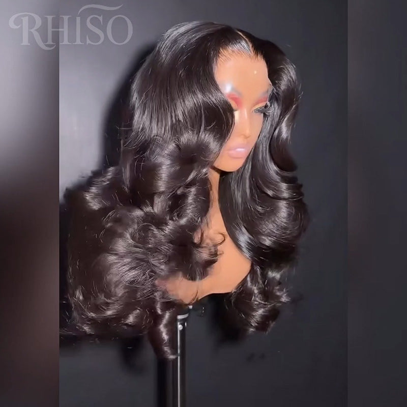 Natural Black Spring Bouncy Curl Human Hair Wig 6x6/13x6 Transparent Lace Frontal Wig 300% Density