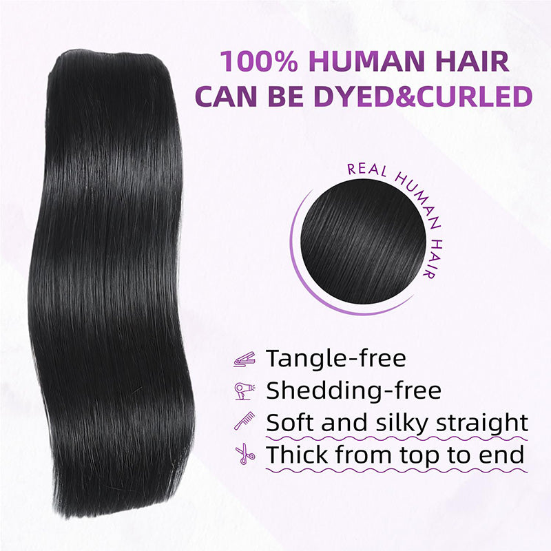 Straight Seamless Clip In Human Hair Extensions For Black Women Natural Color 8 /16 Pieces 120G /240G
