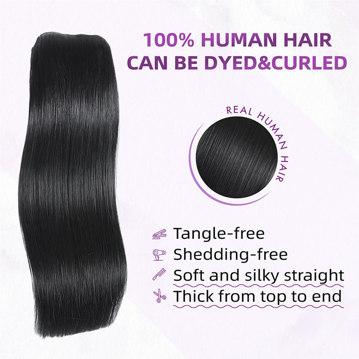Straight Seamless Clip In Human Hair Extensions For Black Women Natural Color 8 /16 Pieces 120G /240G