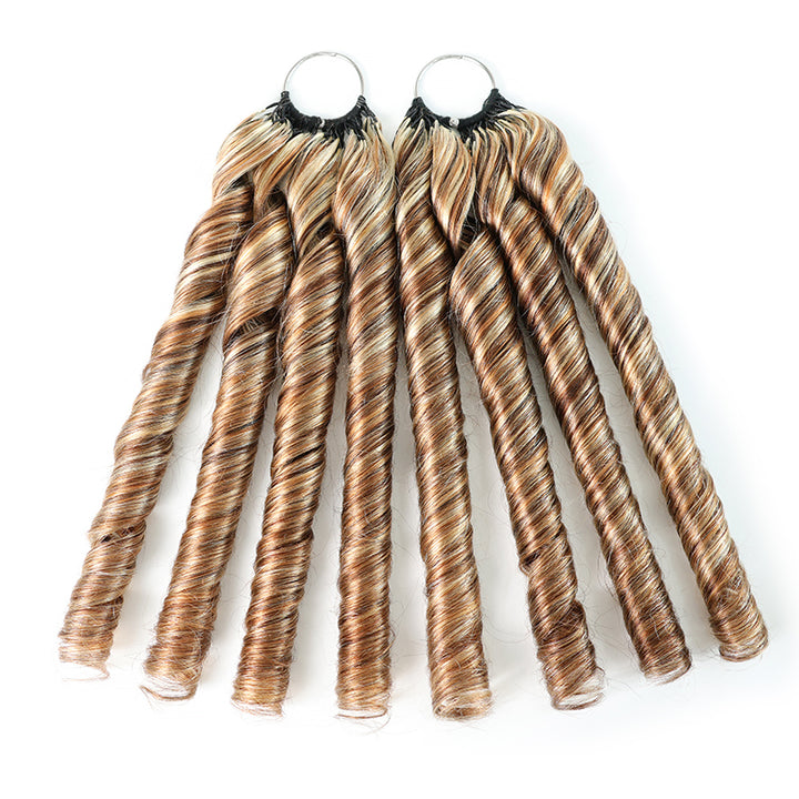 P4/27/613 Mixed Highlight Spiral Curl Human Crochet Hair Miracle Knots Spring Curl Feather Human Hair Extension