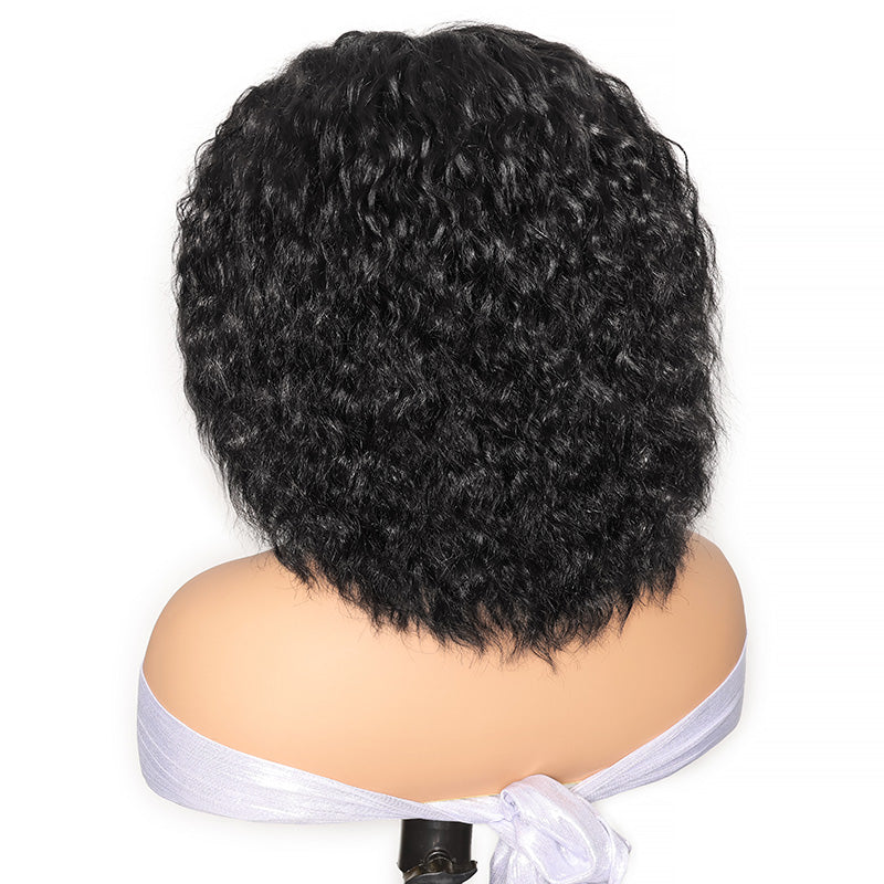 300% Density Pull To Go Super Wave Human Hair Bob Wig 5x5 Glueless Lace Closure Wig with Adjustable drawstring Straps In Natural Black