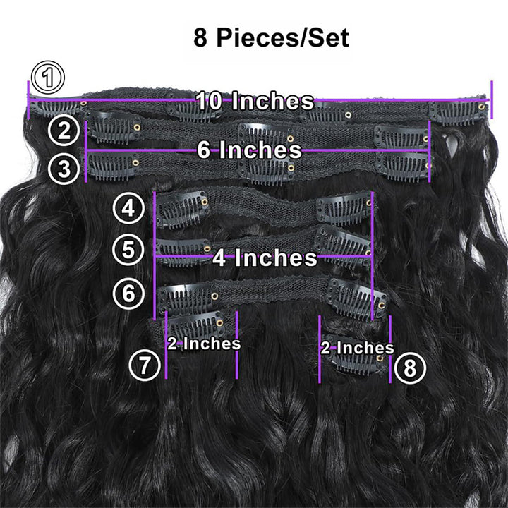 Jerry Curly Seamless Clip In Human Hair Extensions For Black Women 8 Pcs/pack Natural Volume & Looking