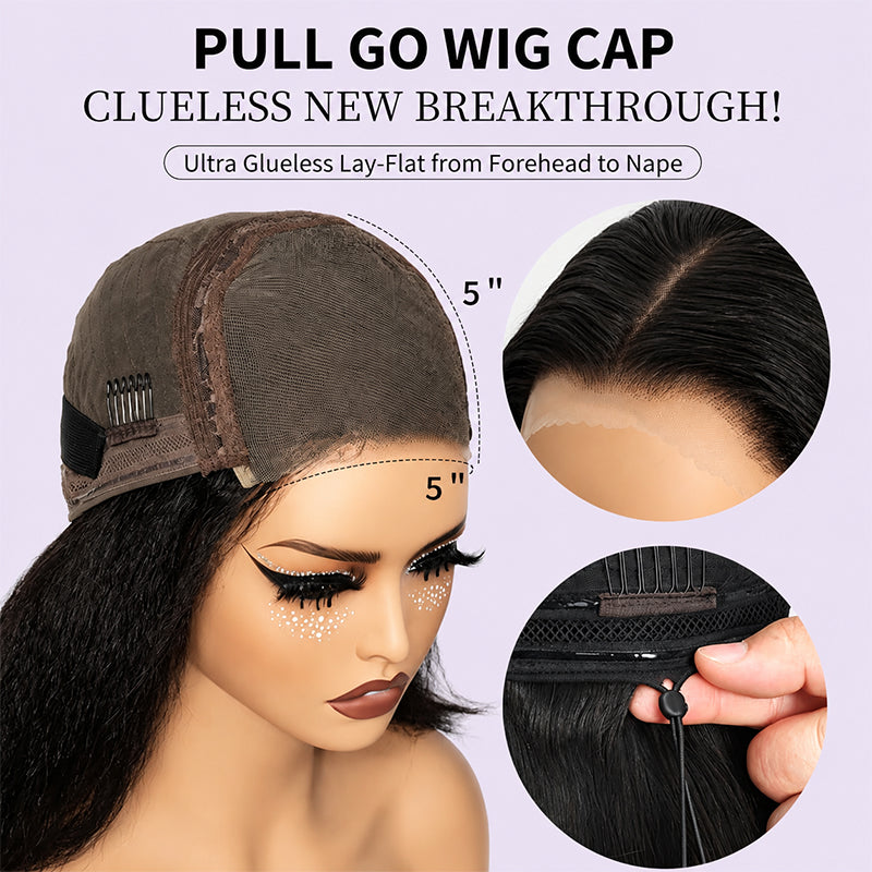 [Upgrade Strap] 300 Density Pull To Go Burmese Curly Wig 5x5/13x4 Glueless Human Hair Wig In Natural Black