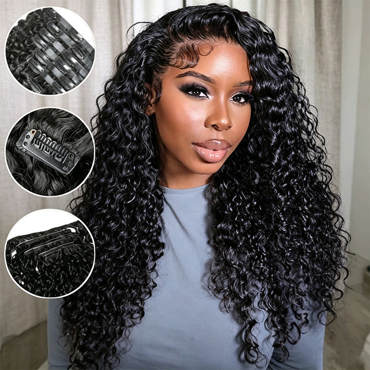 Burmese Curly Seamless Clip In Human Hair Extensions For Black Women 8 Pcs/pack Natural Volume & Looking