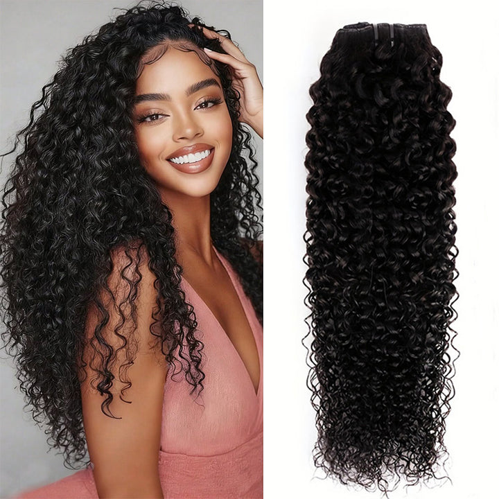 Jerry Curly Seamless Clip In Human Hair Extensions For Black Women 8 Pcs/pack Natural Volume & Looking