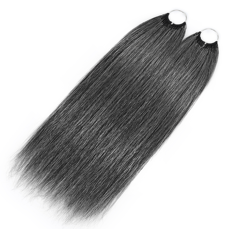 #44 Deep Salt & Pepper Color Miracle Konts Straight Crochet Hair Pre-Separated Feather Human Hair Extension for Black Woman