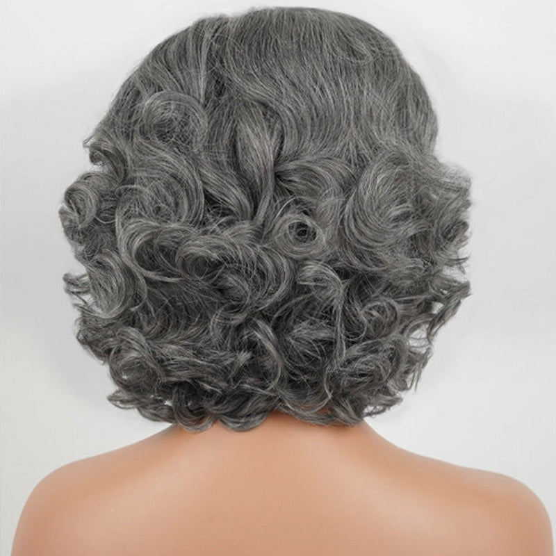 5x5 Closure Salt & Pepper Retro Waves Bob Wig Pre-Cut Steel Grey  Glueless Human Hair Wig For Black Women