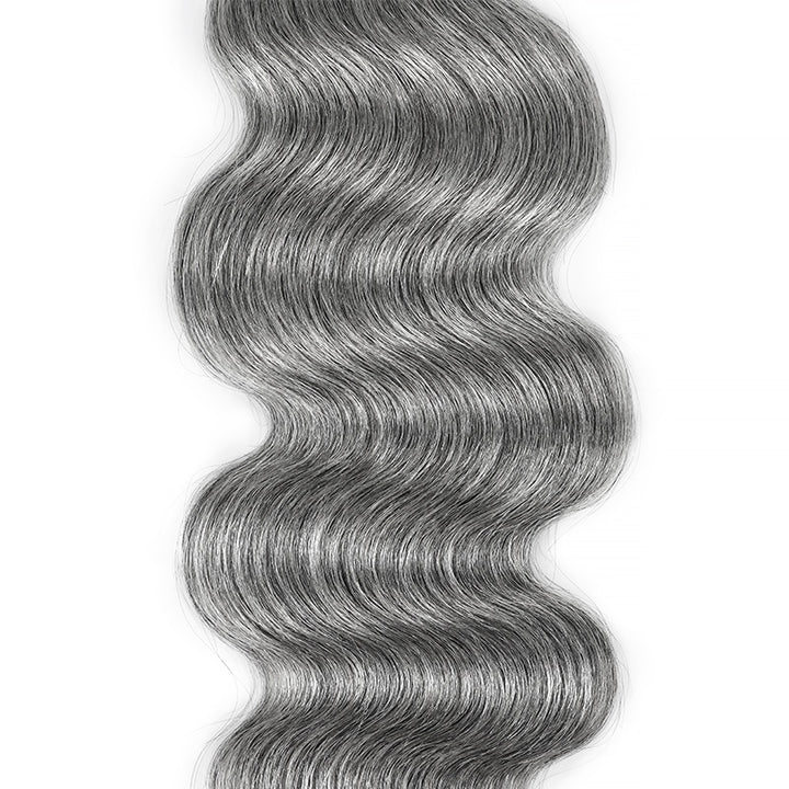 Standard Salt & Pepper Body Wave Crochet Hair Miracle Konts Feather 100% Human Hair Extension for Boho Braids-RHISO