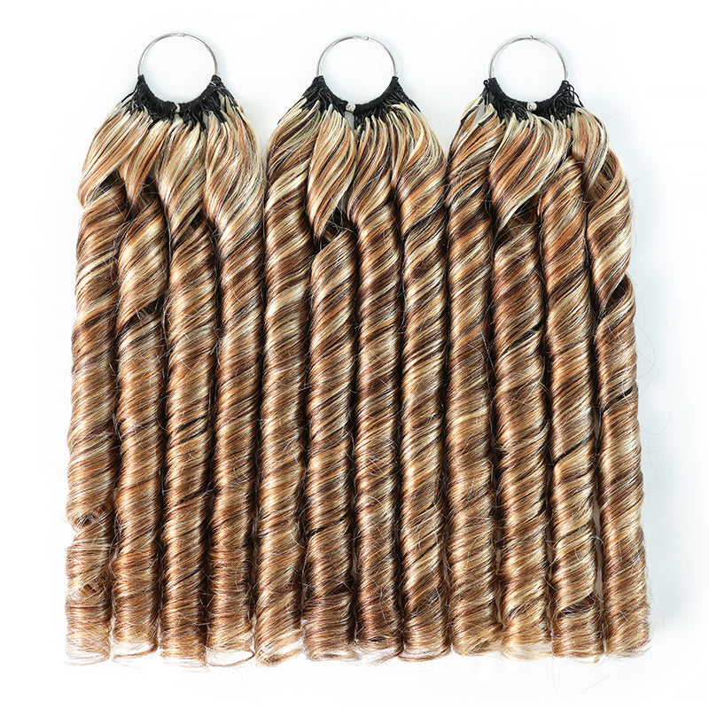 P4/27/613 Mixed Highlight Spiral Curl Human Crochet Hair Miracle Knots Spring Curl Feather Human Hair Extension