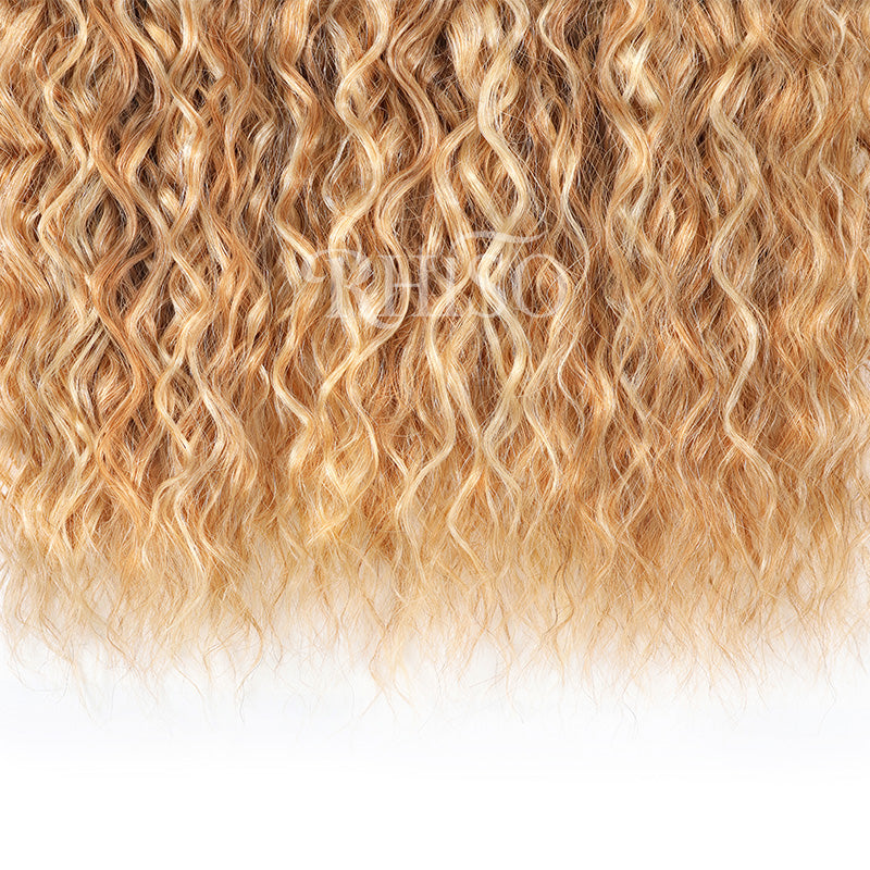 P27/613 Honey Blonde Highlight Super Wave Human Hair Bundles Double Weft Virgin Remy Hair Extensions-RhisoHair