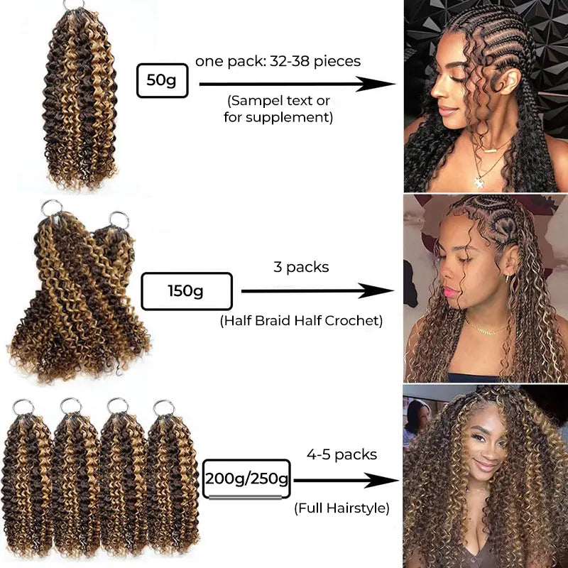 New In P4/27 Highlight Jerry Curly Feather Crochet Human Hair for Miracle Knots