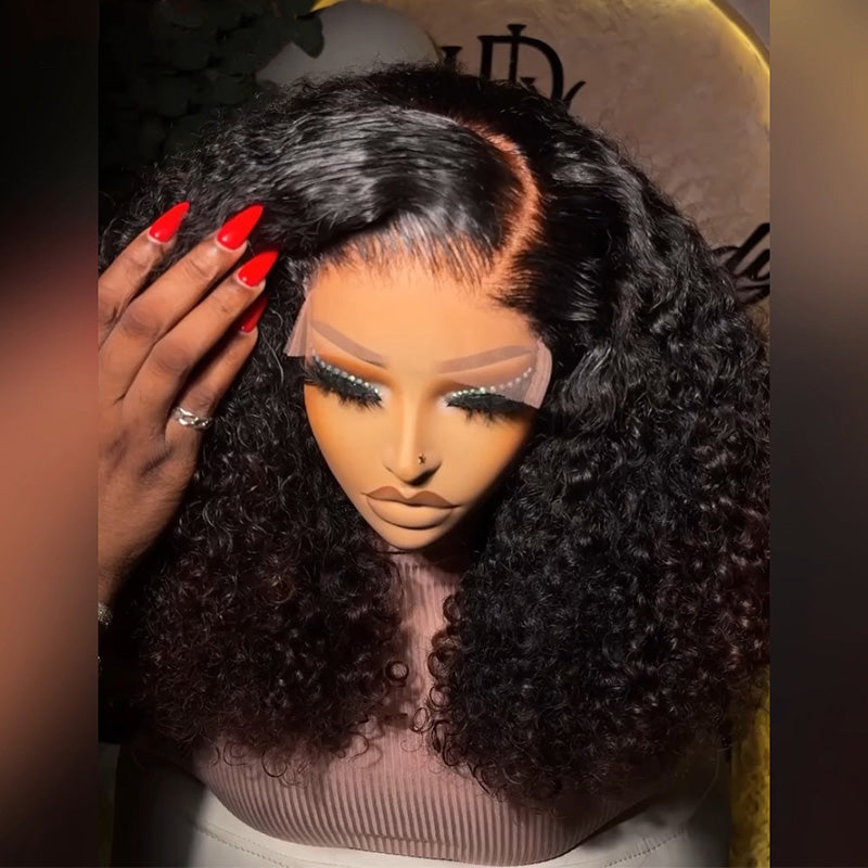 C-Part T1B/4 Ombre Chocolate Brown Jerry Curly Human Hair Wig 6x6/13x6 Pull To Go Glueless Lace Frontal Wig 300 Density