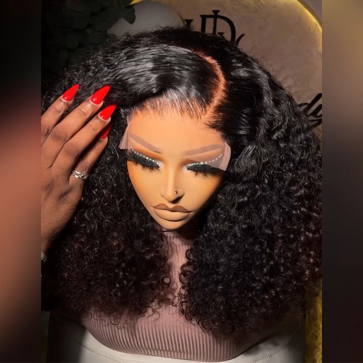 C-Part T1B/4 Ombre Chocolate Brown Jerry Curly Human Hair Wig 6x6/13x6 Pull To Go Glueless Lace Frontal Wig 300 Density